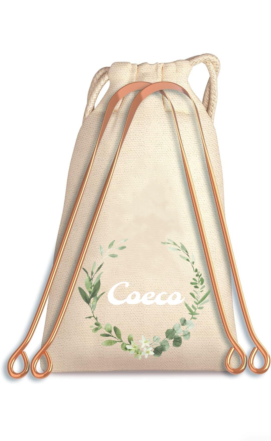 COECO CoECO Antimicrobial Tongue Cleaner (Pack Of 4) Made Of Pure Copper (Heavy Quality) For Daily Oral Dental Hygiene Fresh Breath And Health + Potly Pouch (COPPER)