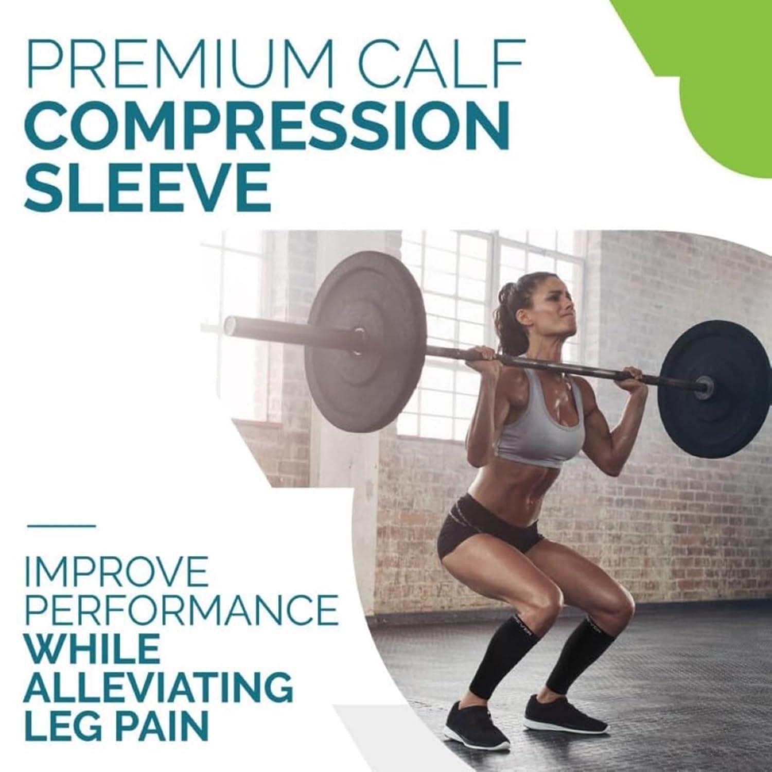 Run Forever Sports Run Forever Sports Leg Calf Compression Socks for Runners, Shin Splint, Varicose Vein & Calf Pain Relief , Cycling, Maternity, Nurses (Black, Large)