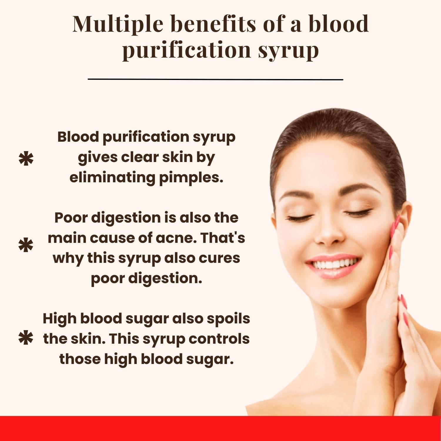 Healthally Healthally Ayurvedic Blood Purifier Rakt Shodhan Syrup|Pimple Acne Remover Skin Cleanser Tonic|Improves Skin Health & Wellness,Detox Blood Impurities|Safe For Men Women - 500 ML