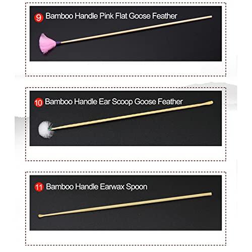 RYAP Ear Massage Set Earwax Cleaner Kits Goose Feather Stainless Steel Earpick Wax r Lnous Ear Pick Curette Goose Feather Ear Pick Ear Cleaner Spoon Spiral Ear Clean Tool