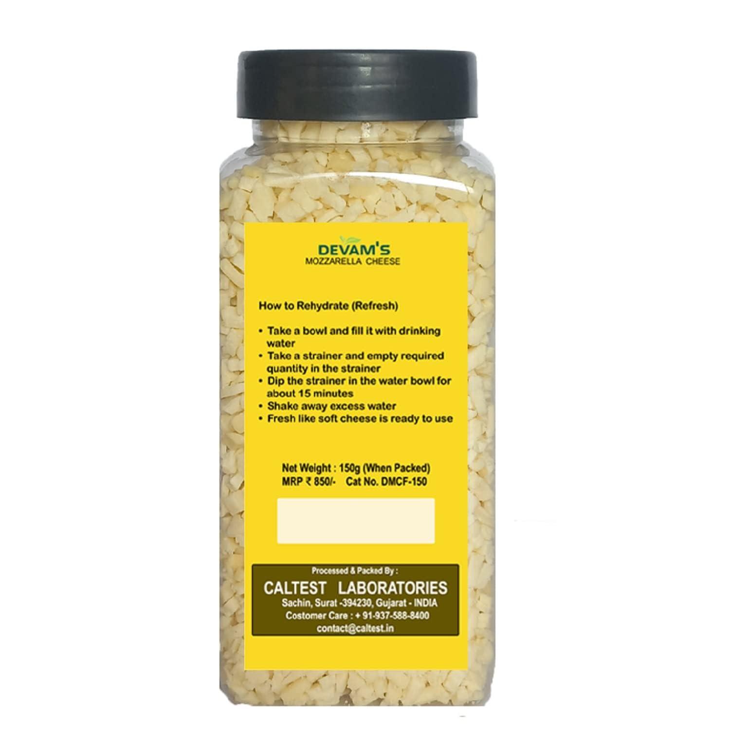 Devam's DEVAM'S Grated Mozzarella Cheese, 150 Grams (Freeze Dried, Natural, Long Shelf Life)