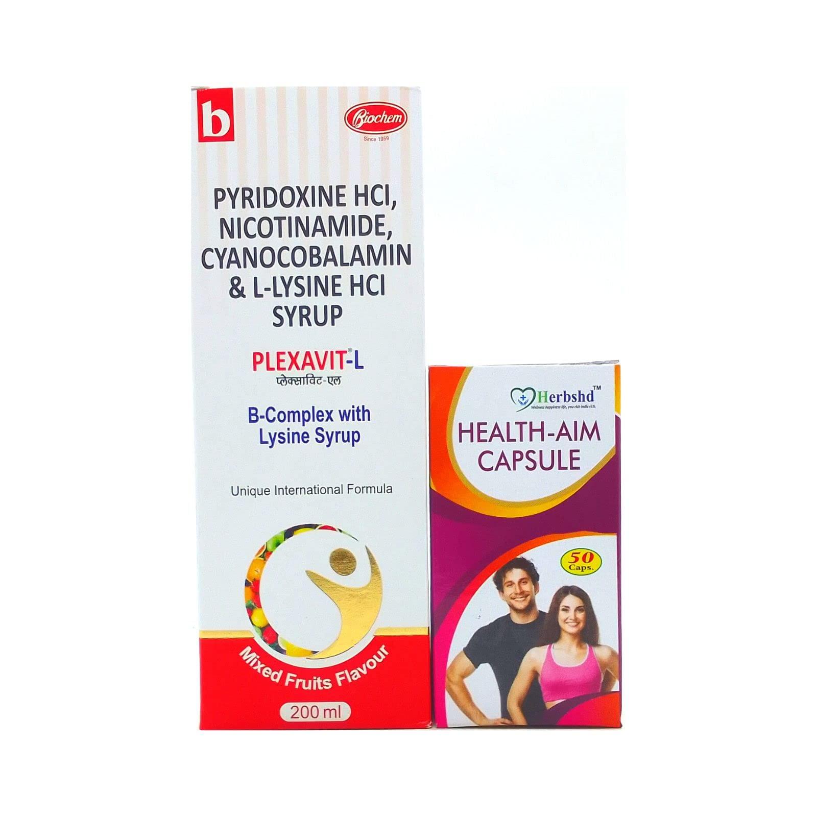 HERBSHD Order now vitamin B Plexavit L Syrup and Health aim capsule combo pack