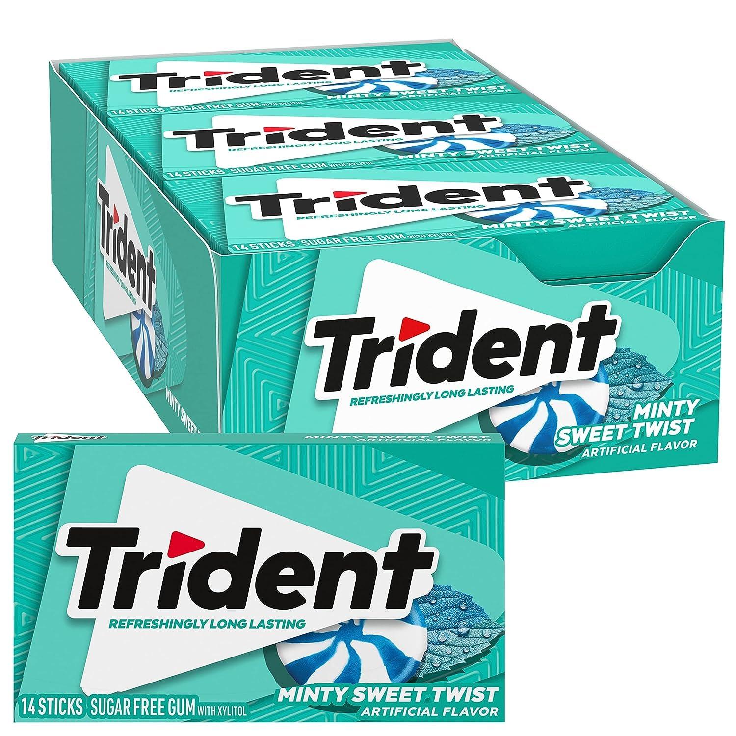 Generic Trident Minty Sweet Twist Sugar Free Gum, 12 Packs of 14 Pieces (168 Total Pieces)