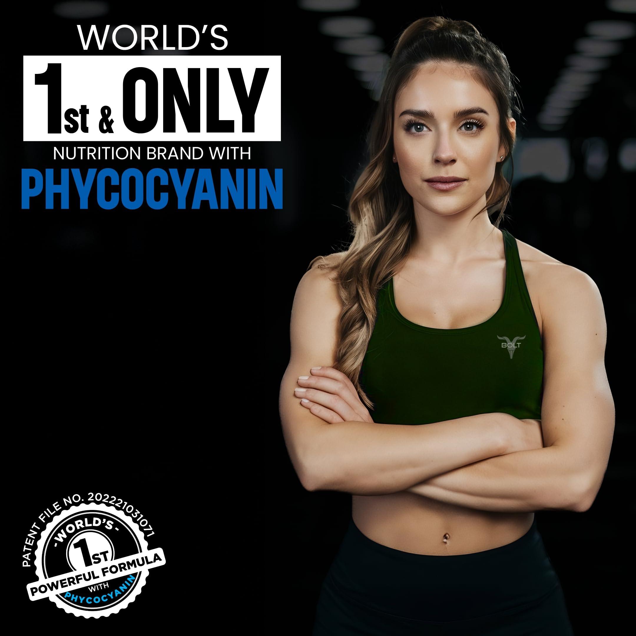 Bolt Bolt Biozyme Plant Protein | Vegan Protein with Superfood PHYCOCYANIN and Ayurvedic Herbs | Complete Amino Acid Profile for muscle Support and Recovery | 2Lb/32oz, 26 Servings | Piedmont Chocolate