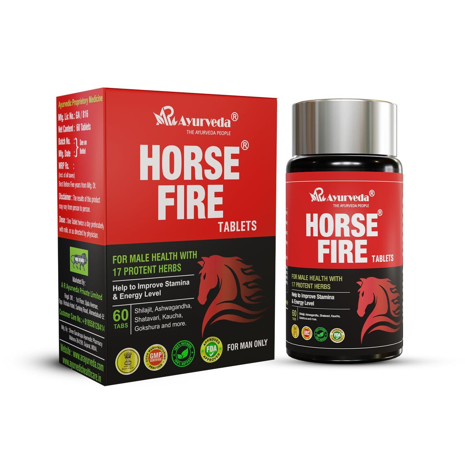 A R Ayurveda HORSE FIRE A R Ayurveda Tablets for Men| Ayurvedic Medicine - For Stamina, Muscle Growth, Immunity & Overall Wellbeing| Horse Fire Tablet (Pack of 60)