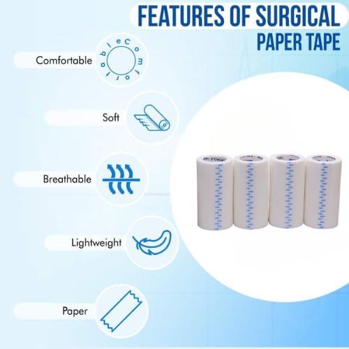 COMPLETE CARE Complete Care Microporous Surgical Paper Tape | Medical Tape for skin, Dressings and First Aid Bandage Tape for Sensitive Skin | Multipurpose Gentle Adhesive Tape for Wound Care- 3 Inch, 9 Mtr- Pack of 2 (4 Rolls Each Box)