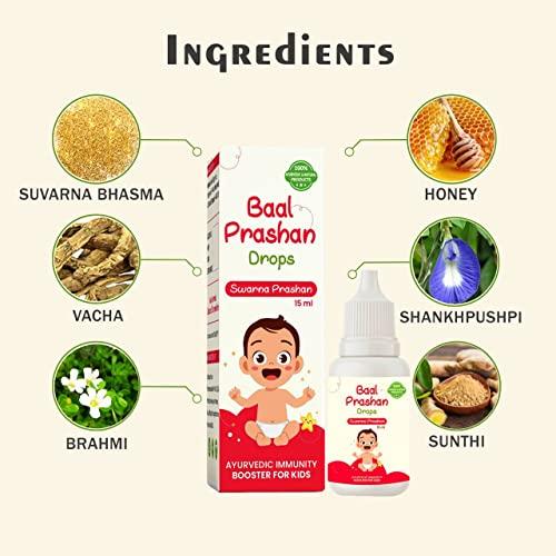 Baal Prashan Drops Baal Prashan Drops Suvanaprashan, Swarna Prashan, Swarn Prashan Drops for Kids, Count-15 ML, Pack of 1, Ayush Approved & GMP Certified