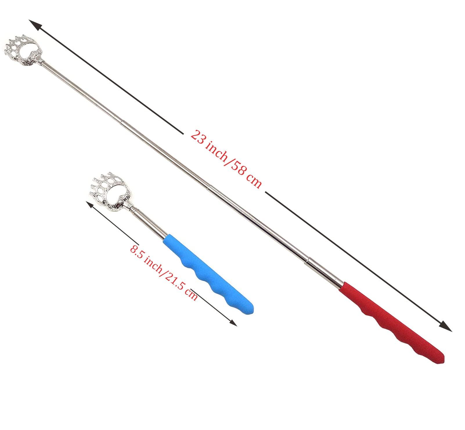 Qaoquda Wpeng Portable Extendable Telescopic Bear Claws Metal Back Scratchers with Rubber Handles (Red Purple and Blue) -3 Pack