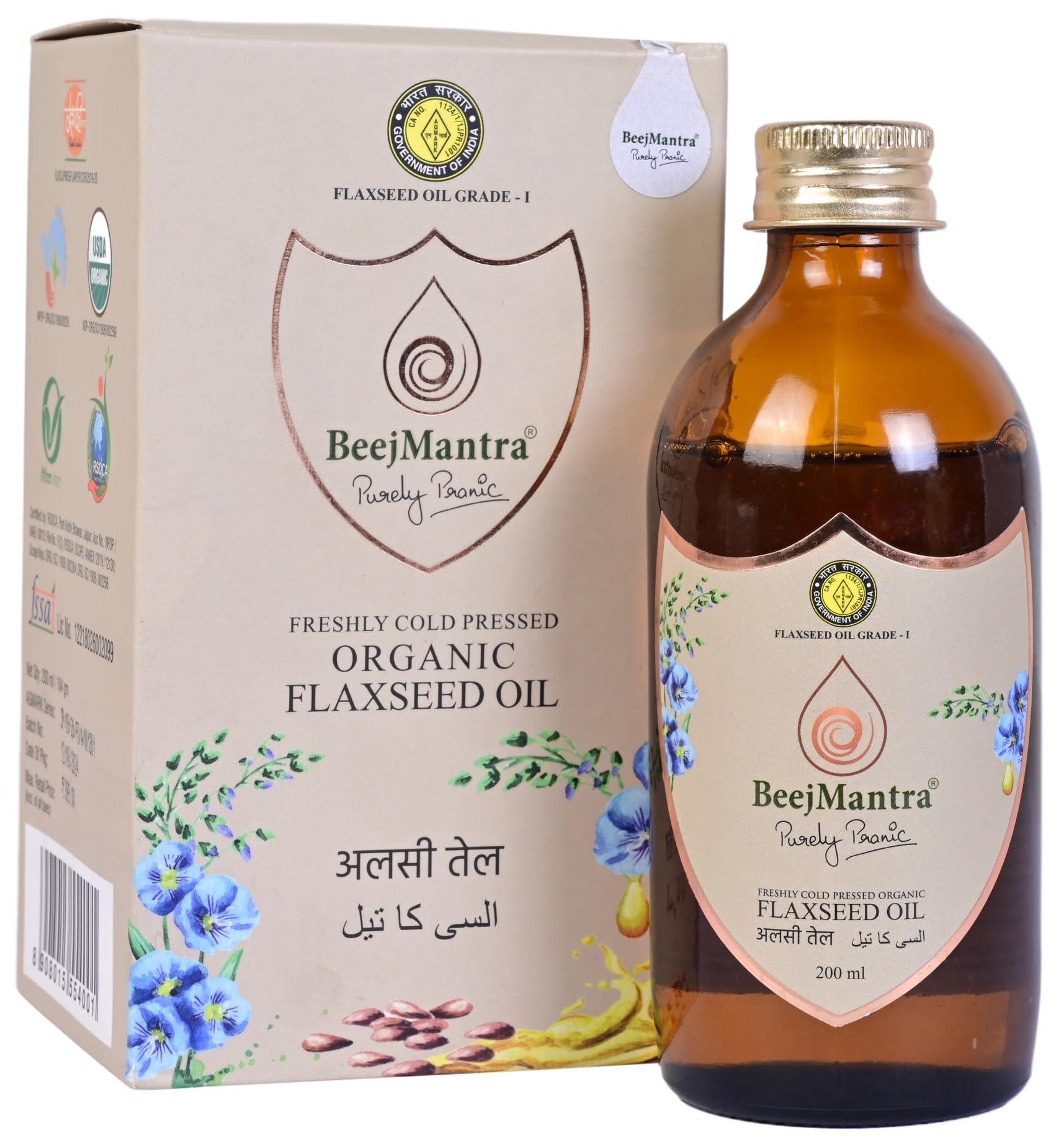 BEEJMANTRA BeejMantra® Organic Freshly Cold Pressed Flaxseed Oil (200 ml) NOP USDA, NPOP, RSOCA, Jaivik Bharat Certified