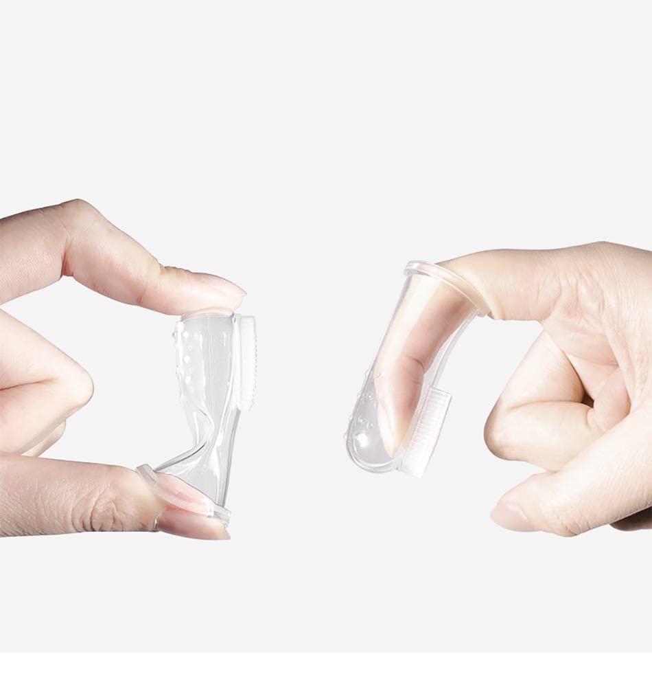 WATERFOWL WATERFOWL Baby Tongue Cleaning Flexible Manual New Born Baby Soft Silicone Tounge Cleaner Finger Toothbrush (Blue) - 1 Count