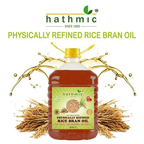 hathmic Hathmic 100% Pure Physically Refined Rice Bran Oil , 5L