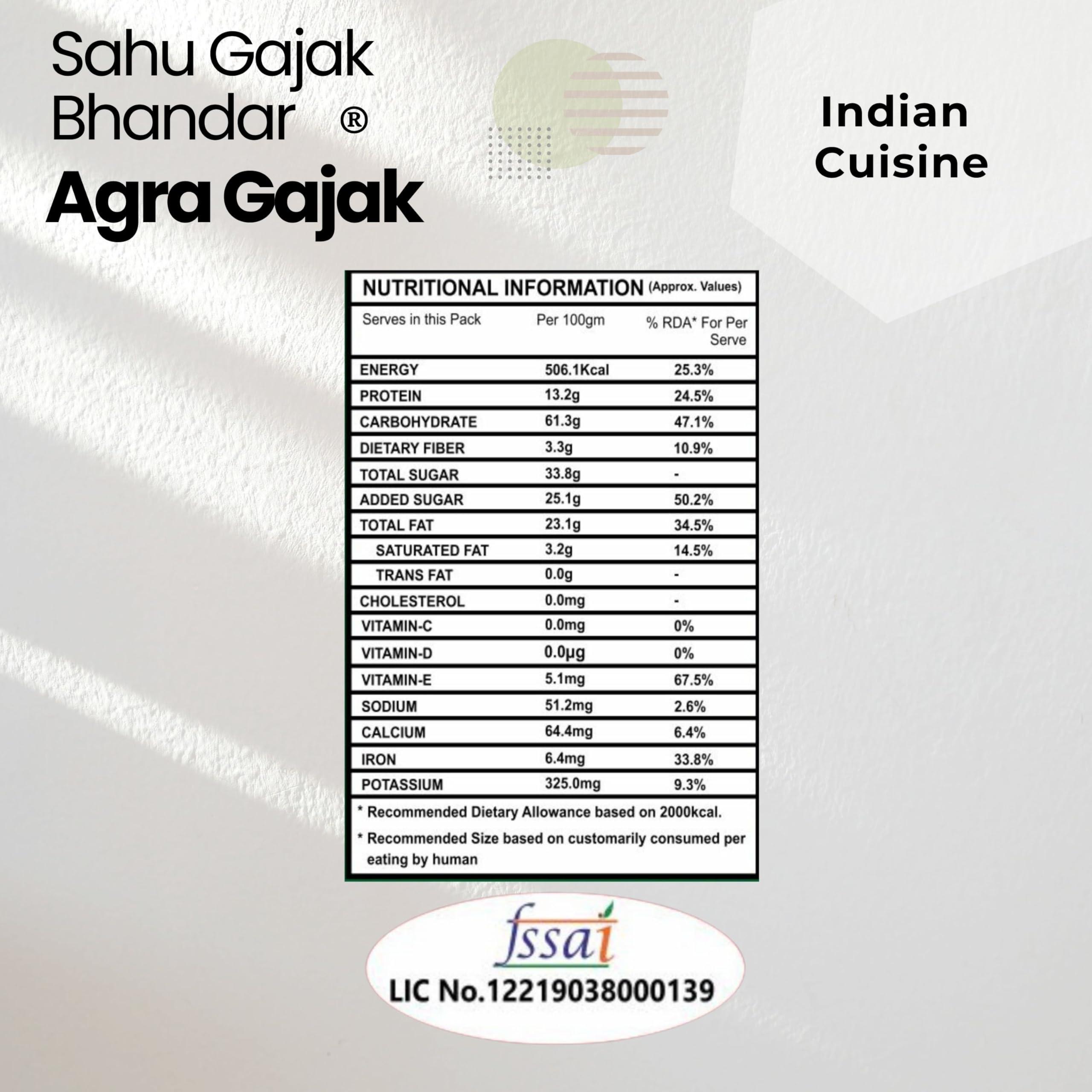 SAHU GAJAK BHANDAR SAHU GAJAK BHANDAR Rajasthani Homemade Traditional Kaju Gazak 1200 Grams (Pack of 2 Each 600g) | Jaggery Sesame Chikki Snack | Eatables Snacks Items | No Added Preservatives