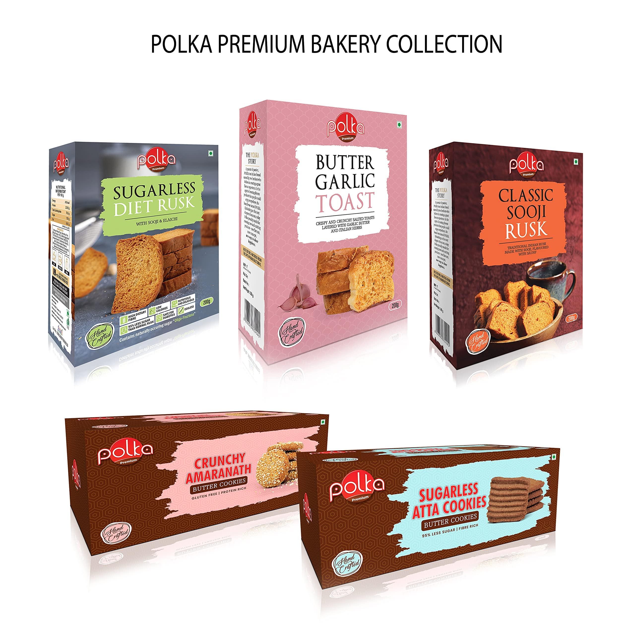 POLKA POLKA Classic Sooji Rusk I Pack of 3 - 200GM X 3 = 600GM I Rusk with Suji, Elaichi & Saunf I High Fibre Toast I Handcrafted Bakery Items I Snacks In Fresh I Snacks Combo (SUJI RUSK, 600 GM)