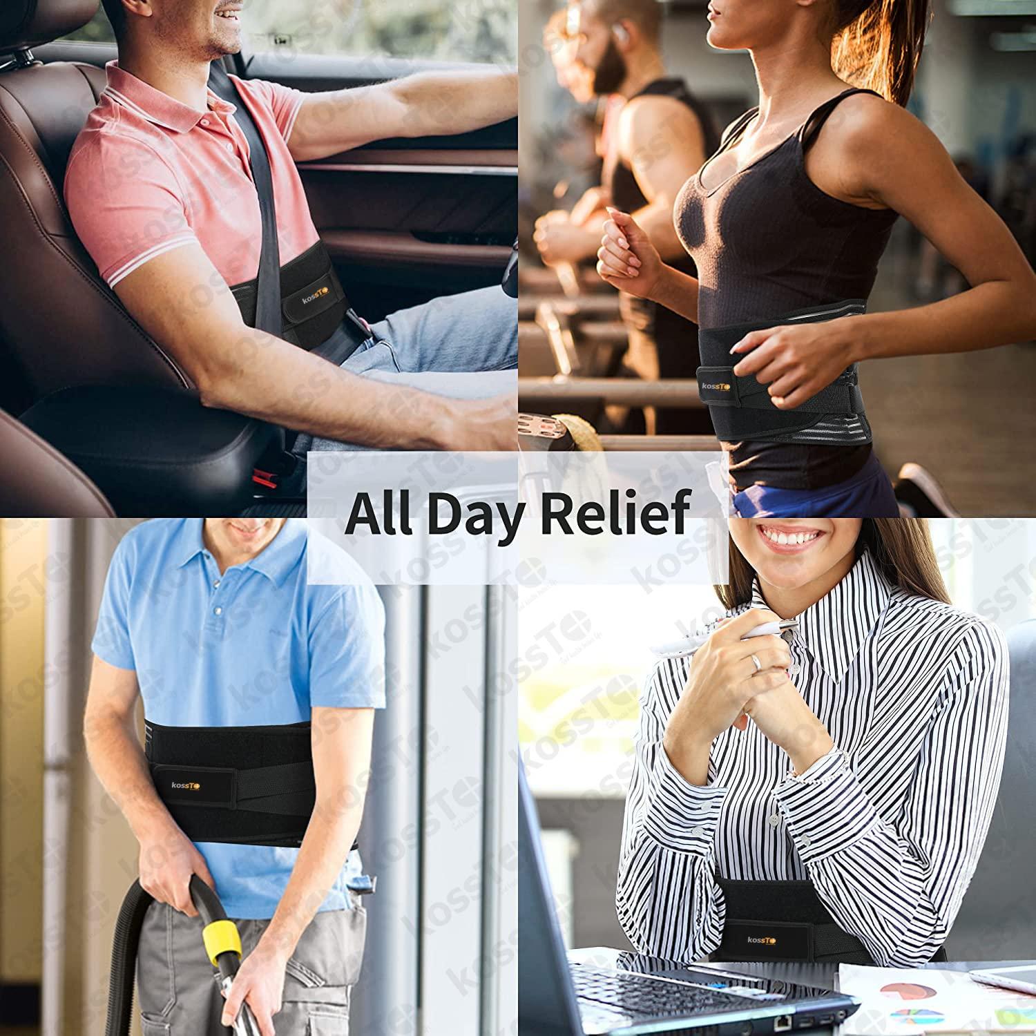 kossto kossto Lumber Sacral Belt for Lower Back Pain Relief LS belt with four Aluminium plates & Adjustable Back support for Men & Women Special Universal (Compatible Waist Size -XXL, XXXL)