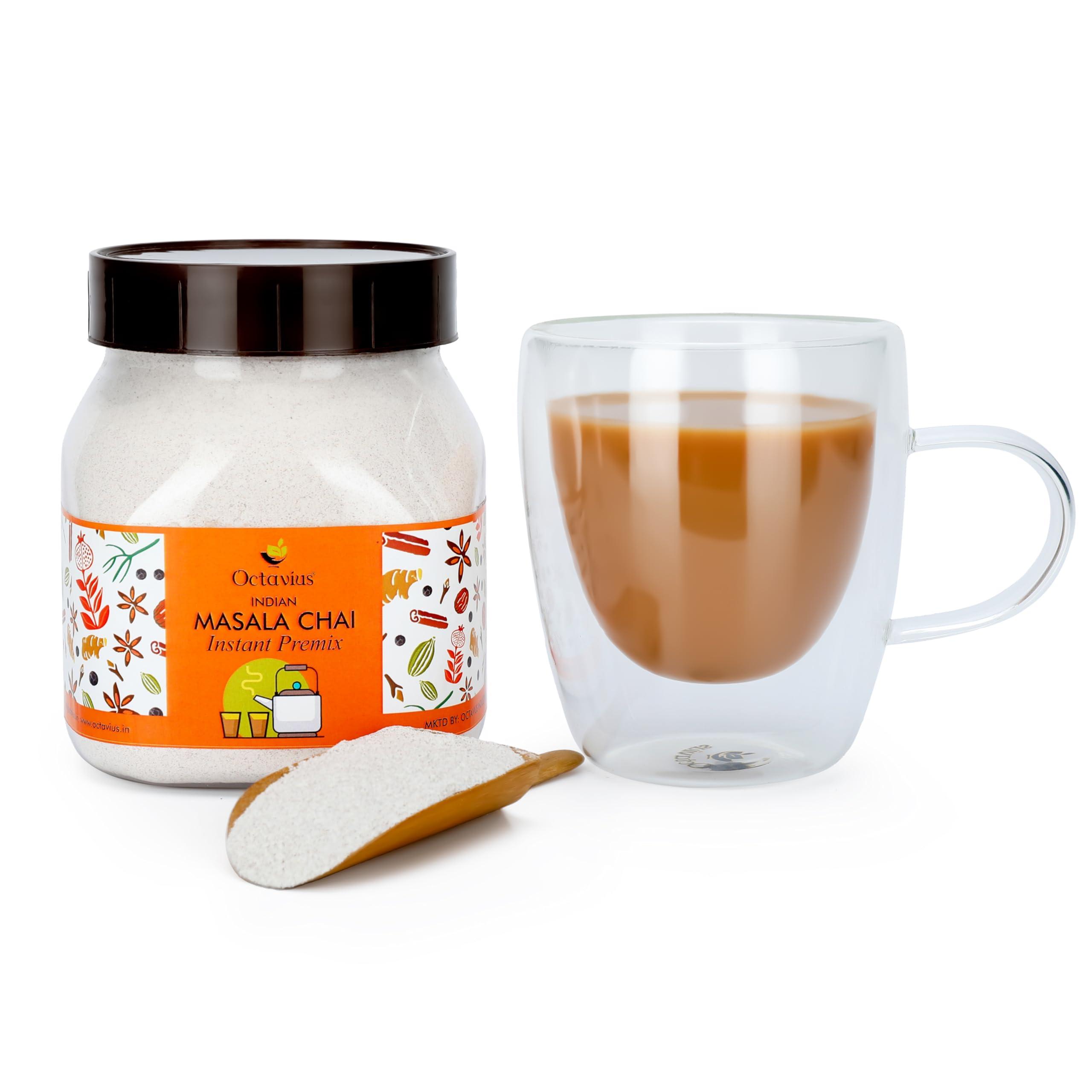 Octavius Octavius Indian Masala Premix Tea - 500 Gm Jar | 1 Min Tea | Readymade Tea Mix | Masala Instant Tea Premix | Masala Chai | Ready Tea | Premix Tea Powder | Instant Tea | Tea Premix | 500 Gm Jar