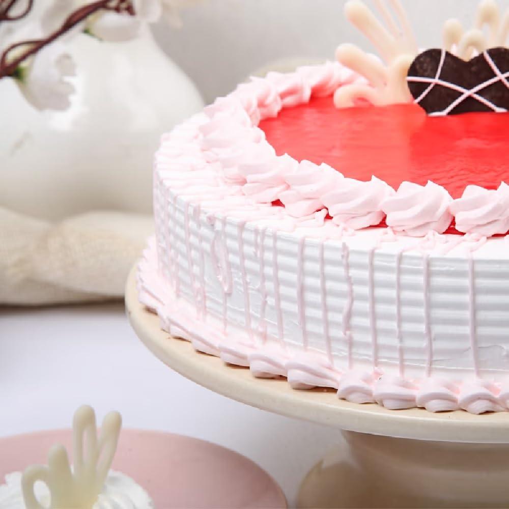 Floweraura FlowerAura Strawberry Delicious Cake Gift's For Birthday, Anniversery, Valentine's Day, Mother's Day, Party (1.0kg) (Same Day Delivery)