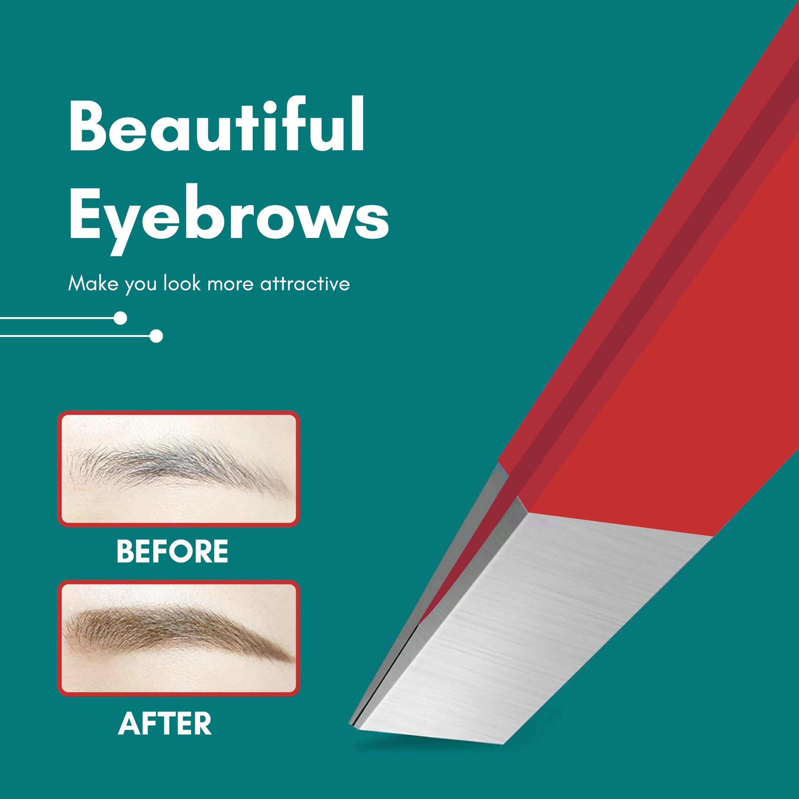 Beaut Secrets Beaut Secrets Luxury Tweezers Set - Professional Stainless Steel Tweezers, Best Precision Tweezers for Eyebrows - Great Precision for Facial Hair, Ingrown Hair, Splinter, Eyebrow Tweezers,Red