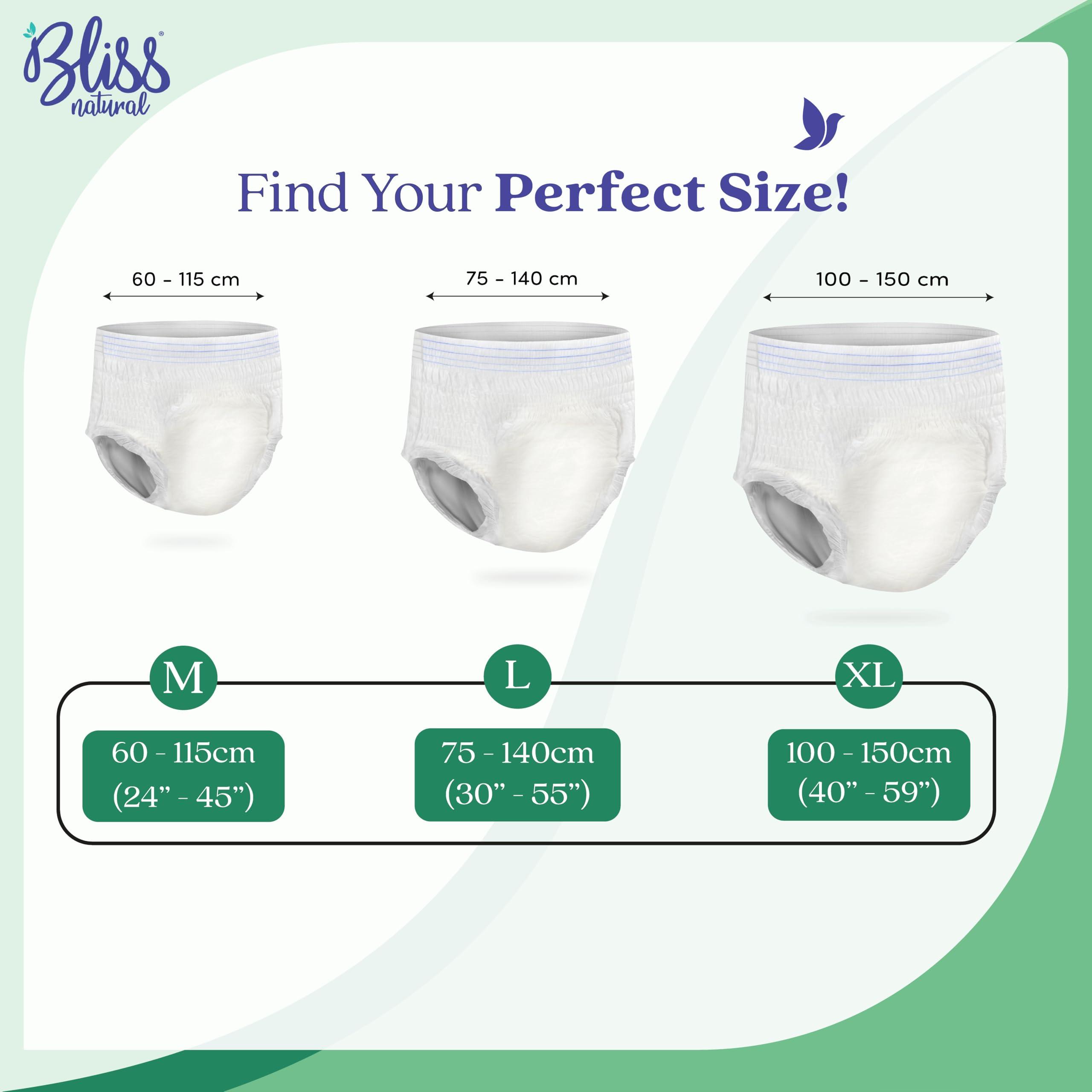 BLISSNATURAL BLISSNATURAL Female Bliss Natural Organic Unisex Adult Diaper Pants|Size Xl|High Absorbency, Leak Proof Protection|Pack Of 2