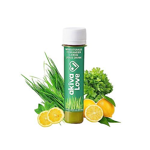 AKIVA LOVE Akiva Love Wheatgrass Lemon Coriander Blood Purification Shots | Feel Fresh with Green Cleanse | Blood Purification & Full Body Detox | Pack of 30 | Natural, Ayurvedic, Ready To Drink | 2oz |