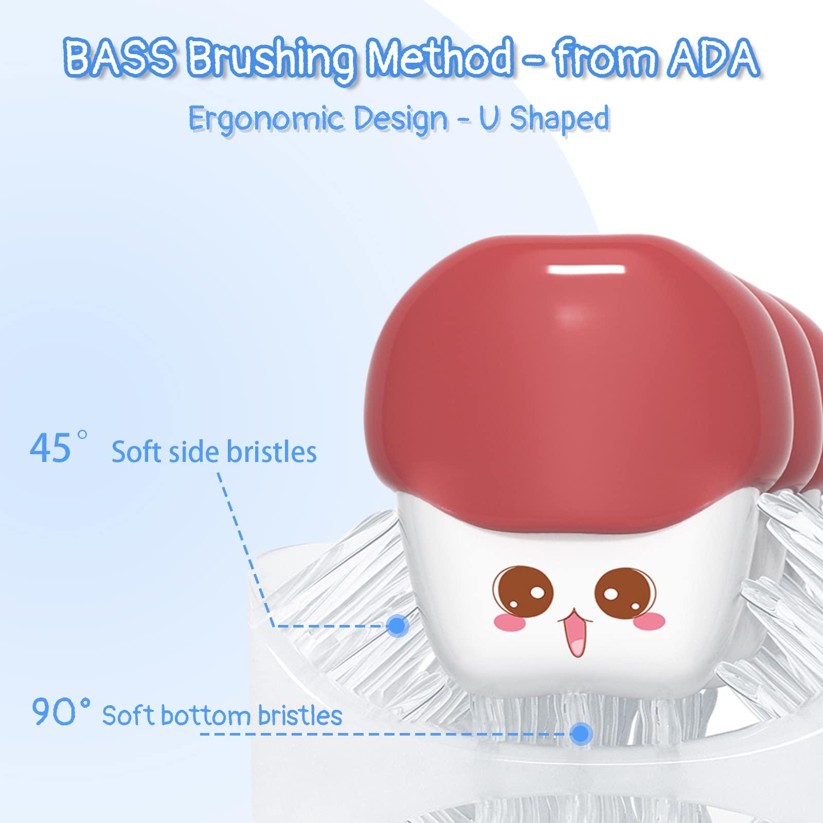 Meoligr U Shaped Toothbrush - for Kids, Manual Whole Mouth Toddler Toothbrush Age 2-4 5 6 & up, Food Grade Soft Silicone Brush Head, 360 Oral Teeth Cleaning Design, Good for Children\'s Dental Health, 2 Blue