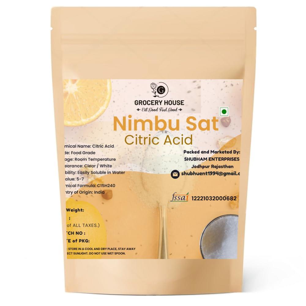 Grocery House Grocery House 100% Natural Citric Acid | Nimbu Sat | Lemon Salt , tatri (Pack of 300 Gram)