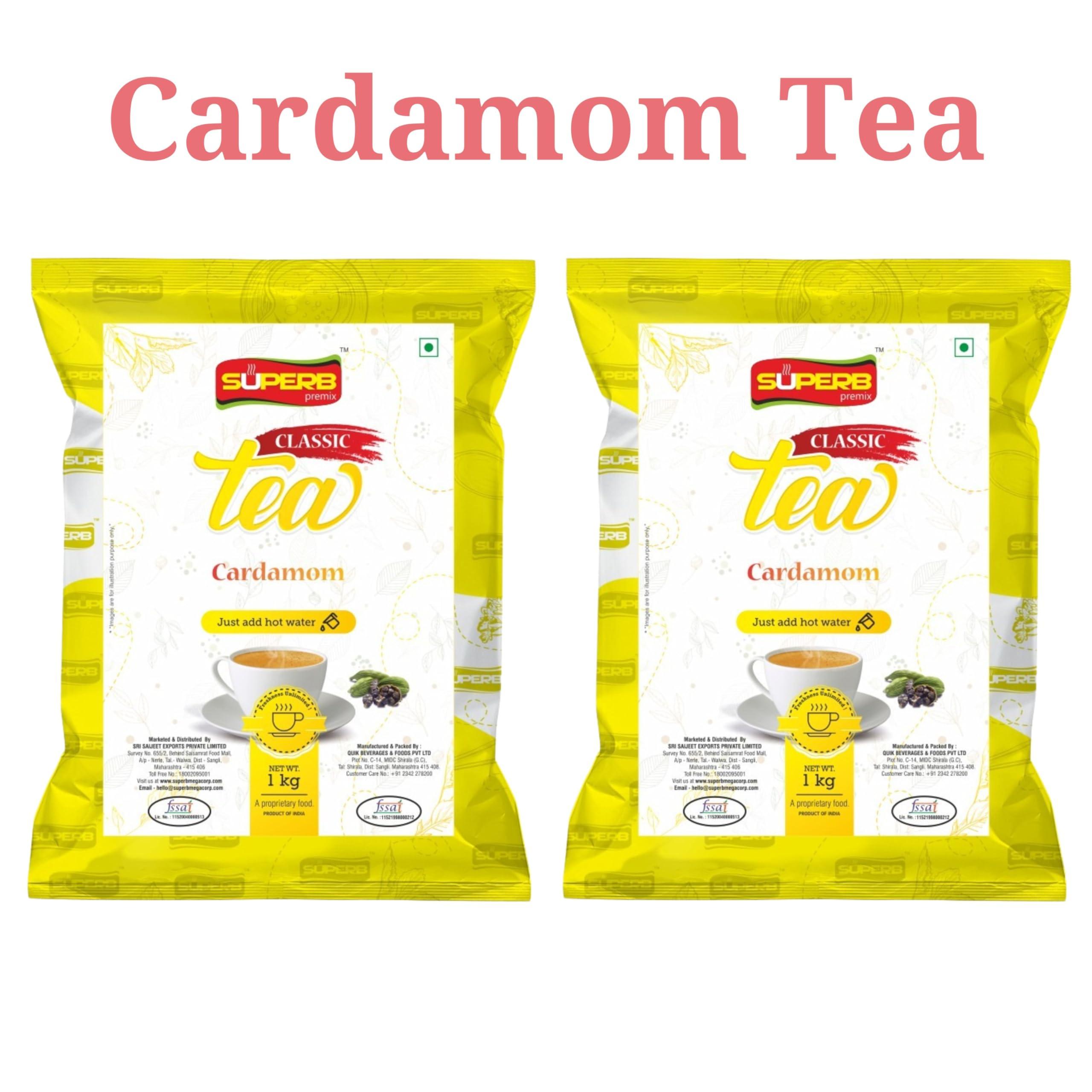 Superb Cardamom Tea Classic Premix any time..anywhere Instant Premix 1 KG Powder SUPERB (Pack of 2)