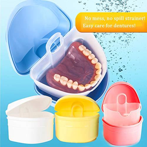 THINKPRICE Denture Bath Box Cup, Complete Clean Care for Dentures, Clear Braces, Mouth Guard, Night Guard & Retainers,Traveling