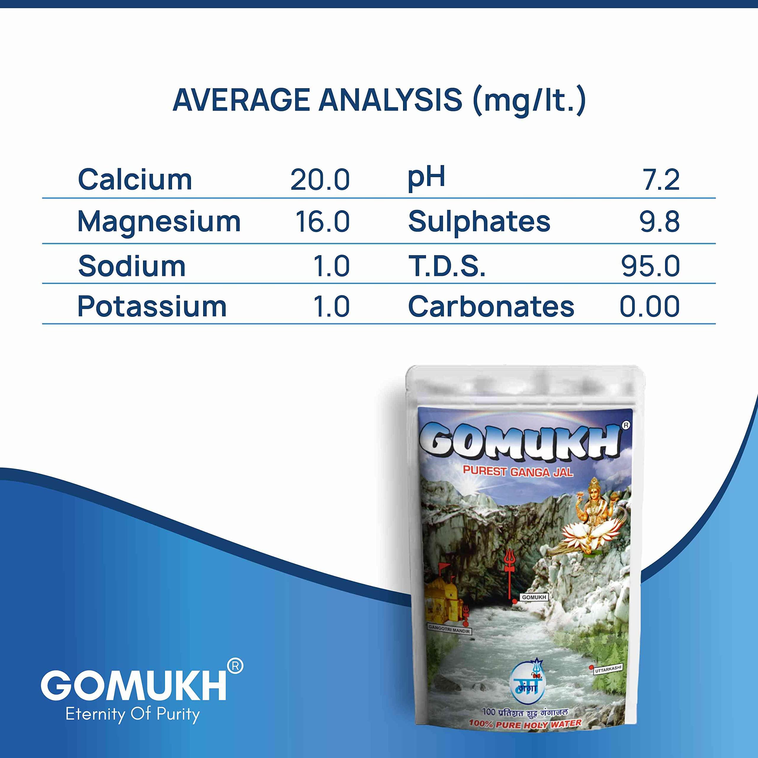 GOMUKH 'GOMUKH” Gangajal The Purest Holy Water Directly from Gangotri Valley Approved by Govt. of Uttrakhand for Puja Purposes 250 ML