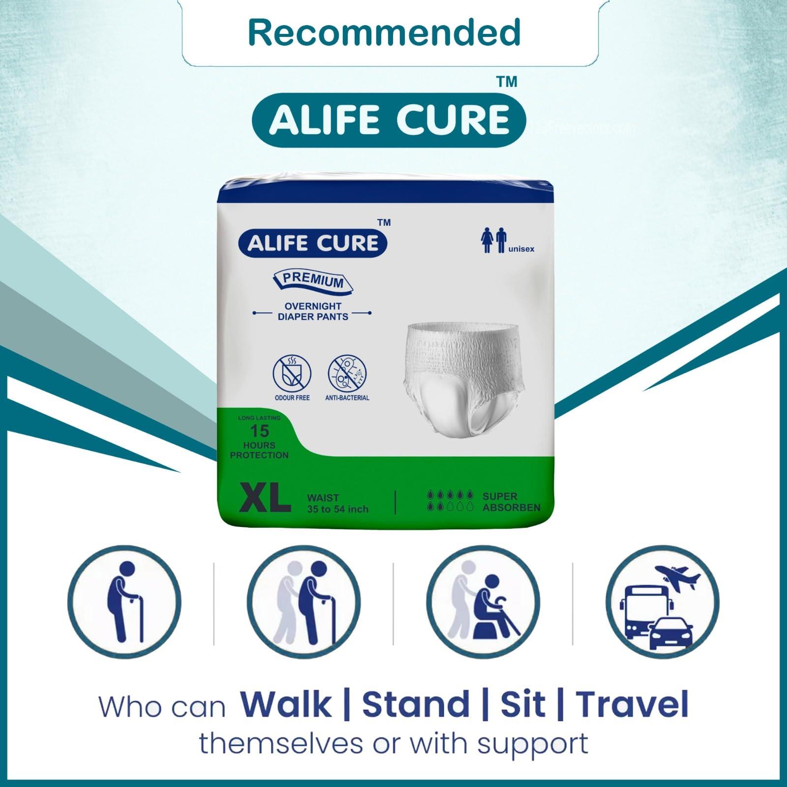 ALIFE CURE ALIFE CURE Unisex Overnight Premium Adult Diapers Pant Style 10 Pcs Non-woven Cottony Soft Fabric with High Absorbency