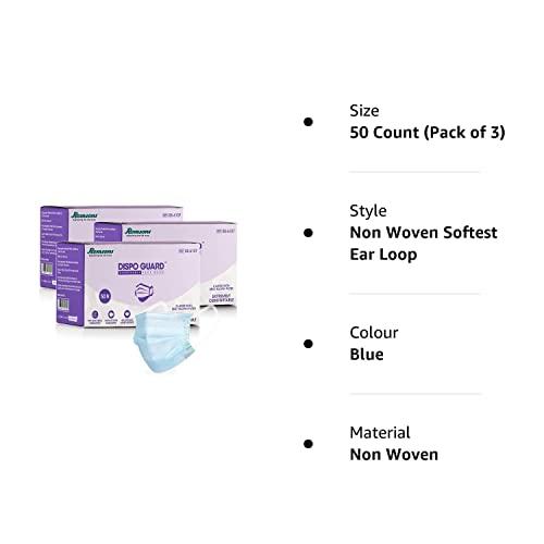 Romsons Romsons Dispo Guard 3 Ply Mask With Softest Ear Loops, 50Pcs/Pack (Pack of 3), 150 Pcs, Blue