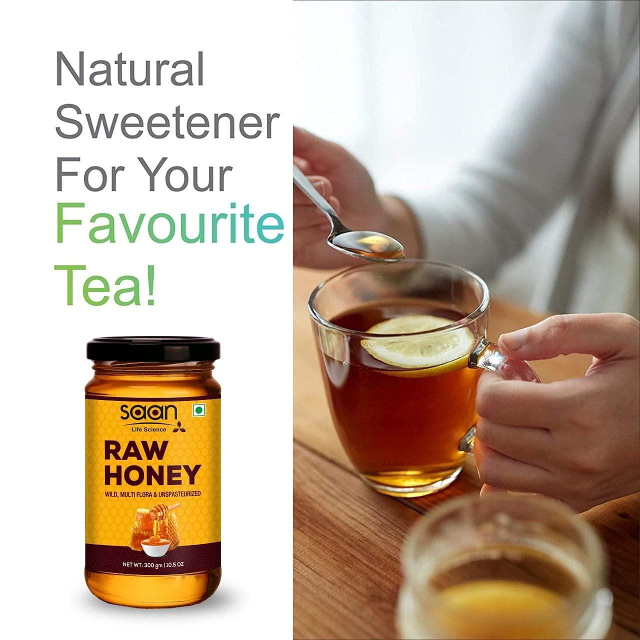 SAAN LIFE SCIENCE SAAN Honey, Raw Organic Forest Honey, Wild, Unprocessed, Unheated, Non Pasteurized, Original Honey 100% pure and Natural, Collected From Deep Forest Apis Dorsata (1200 gm (Pack of 4))