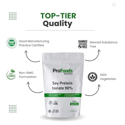 ProFoods Profoods Soy Protein Isolate 90% Powder (350 Grams) | Unflavoured | Vegan Protein Source | 90g of Protein Per 100g | Non-GMO