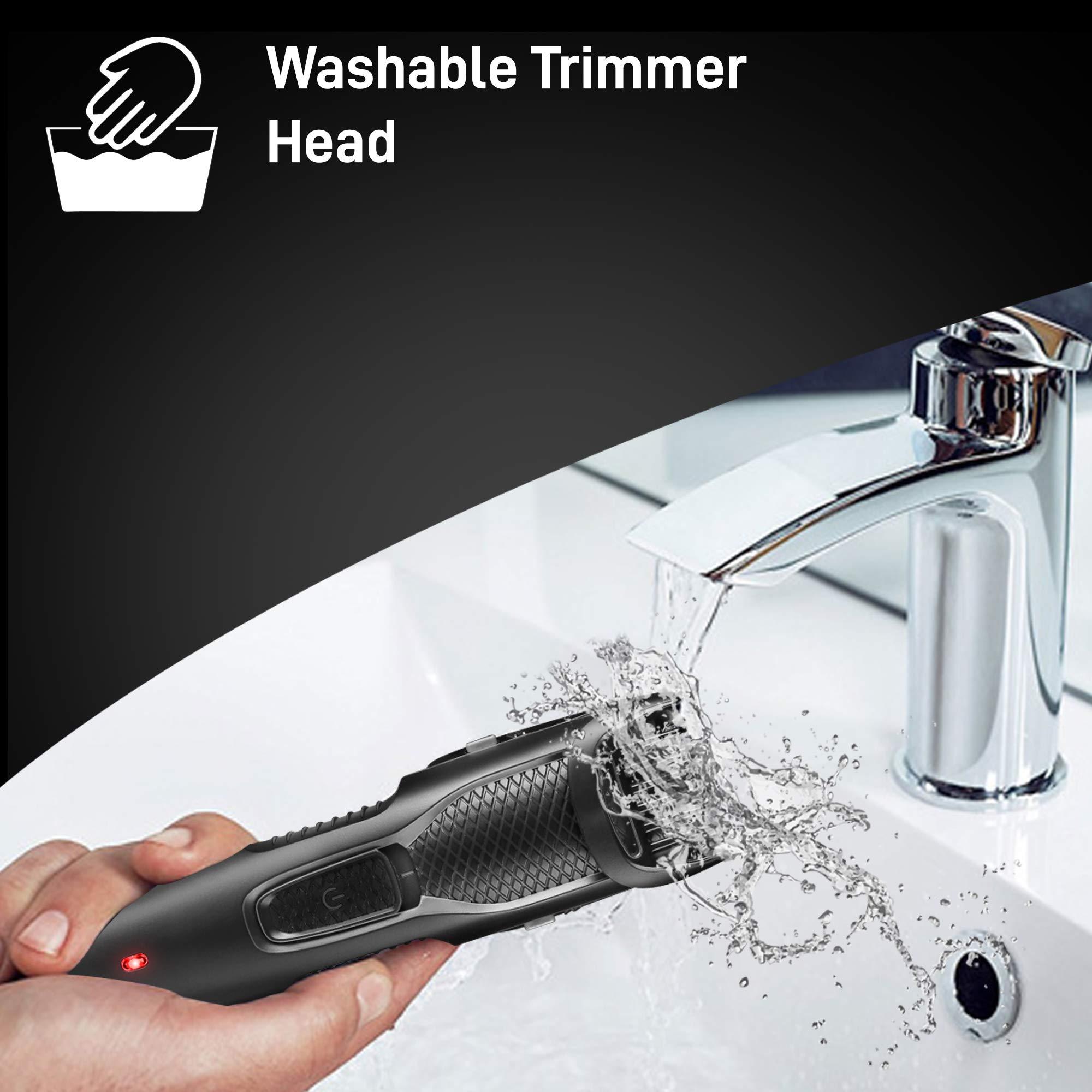 SYSKA Syska HT200 PRO Beard Trimmer for Men, Cordless, USB Rechargeable Trimmer with Washable Head, 20 Length Settings, 45 min Run Time (Black) 2 year warranty