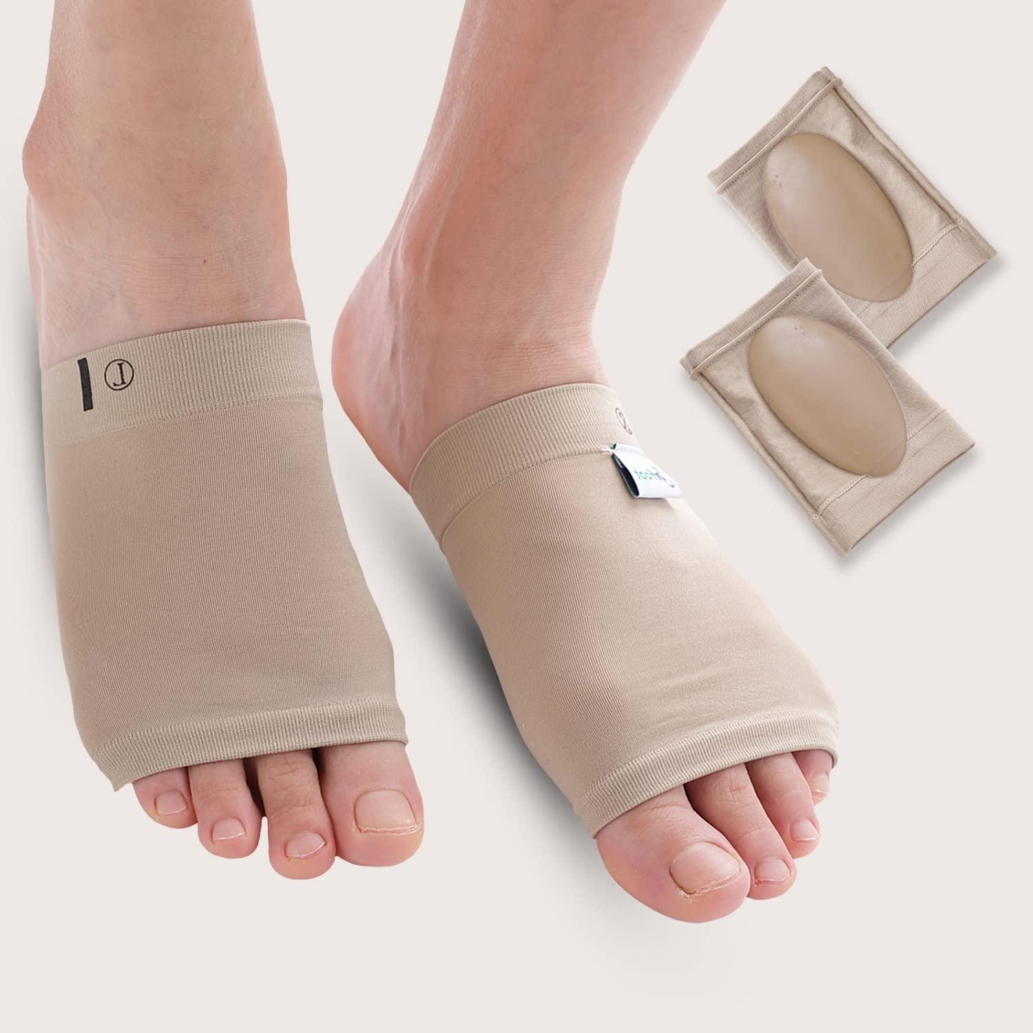 Dr Foot Dr Foot Arch Support Sleeve Cushion | For Plantar Fasciitis, Foot Pain, Muscle Relaxation, Fallen Arches | For Men & Women | Free Size With Beige Color -1 Pair (Pack of 3)