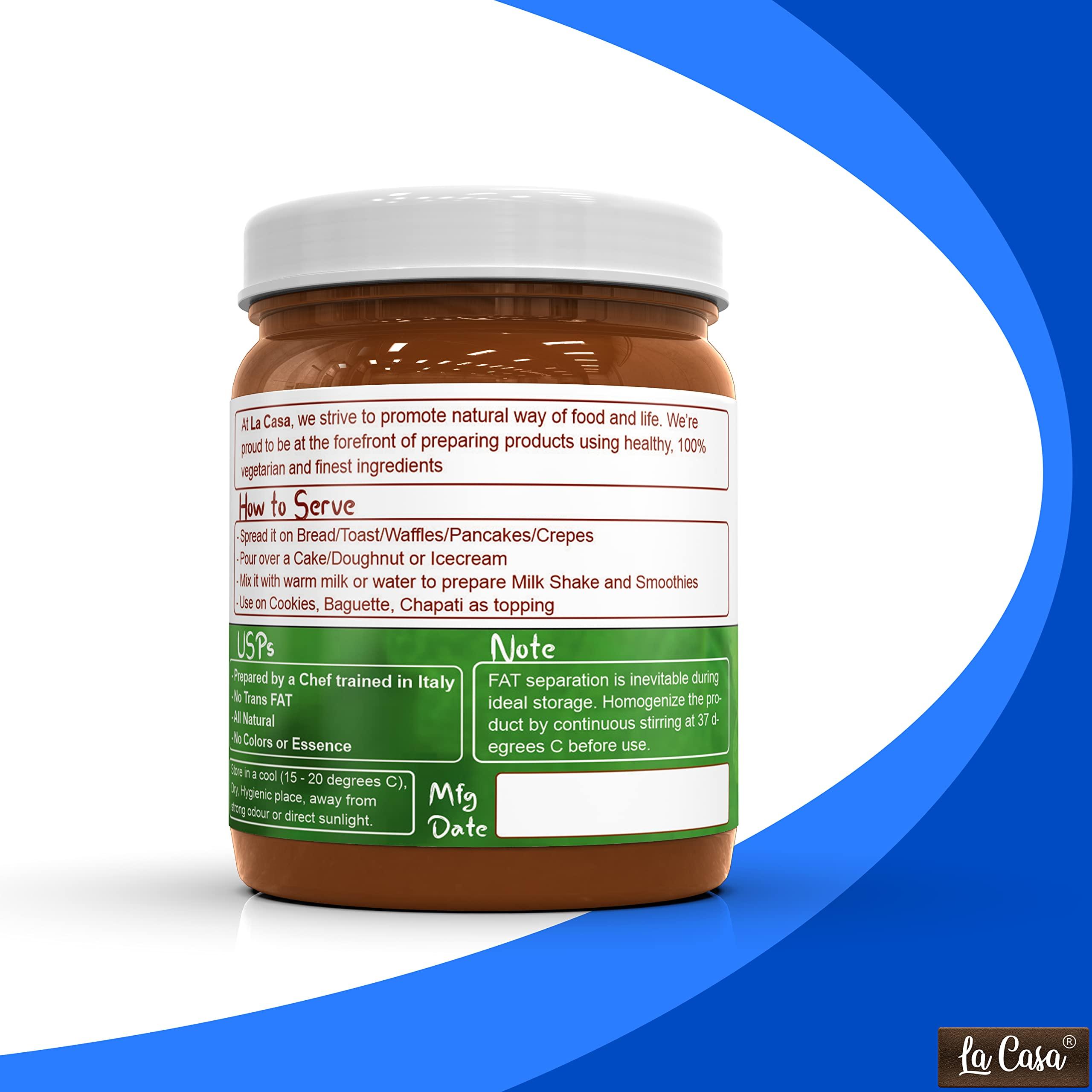 La Casa La Casa Sugar-Free Hazelnut Chocolate Spread | Stevia Based | All Natural | Combo of 2 | 2x350g |