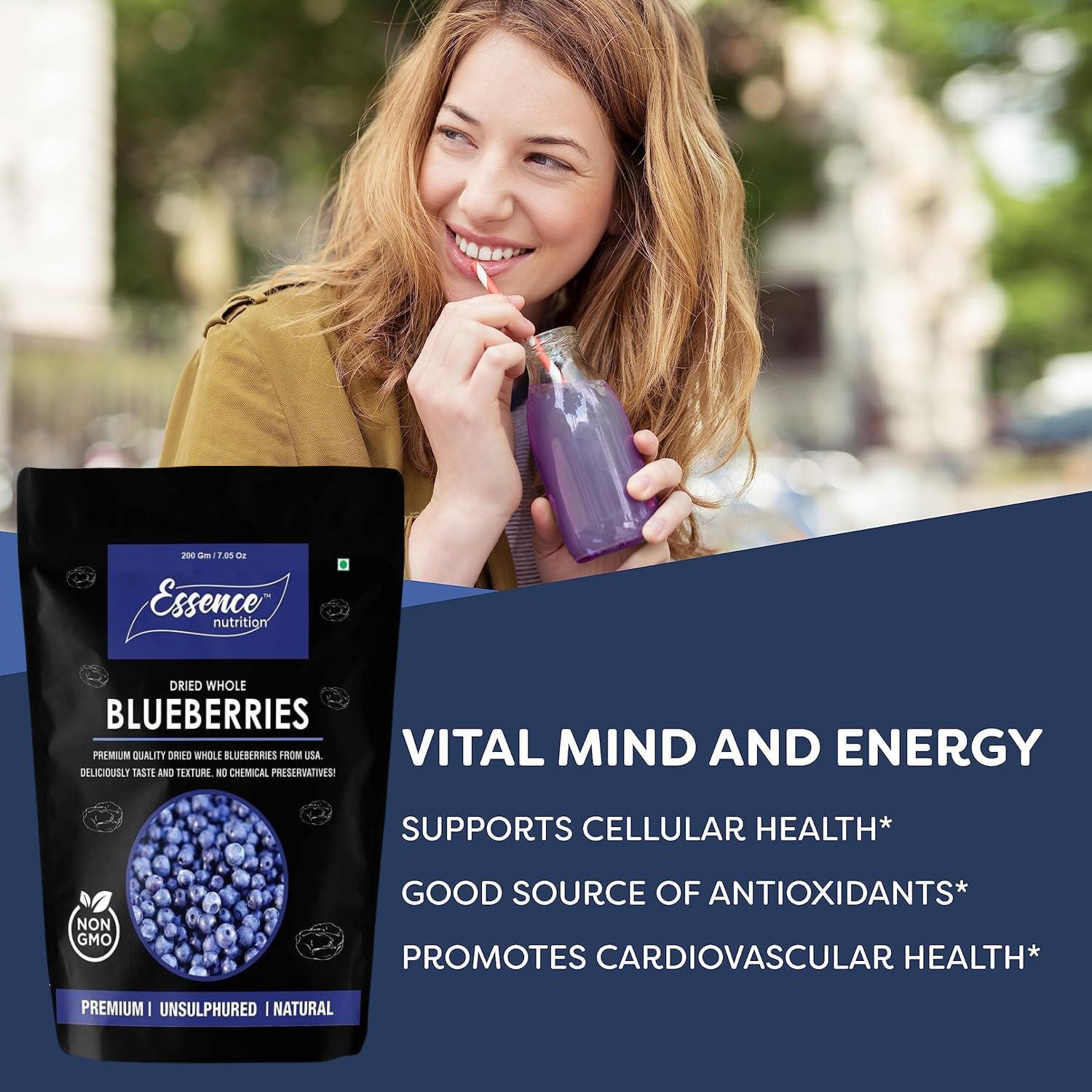 Essence Nutrition Essence Nutrition Dried Whole Blueberry (500 Grams) - Imported From USA - Blueberry Dry Fruit For Eating