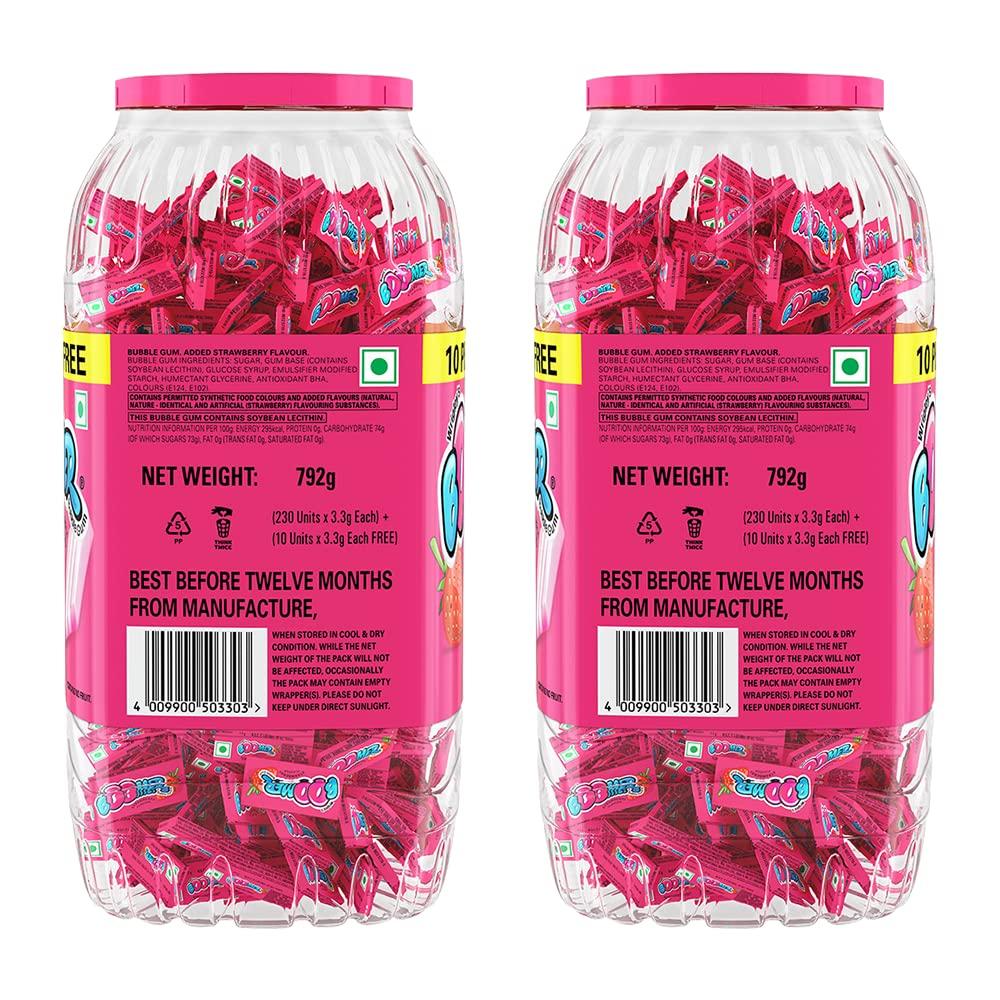BOOMER Boomer Strawberry Flavored Chewing Gum Jar, (2 x 796g)