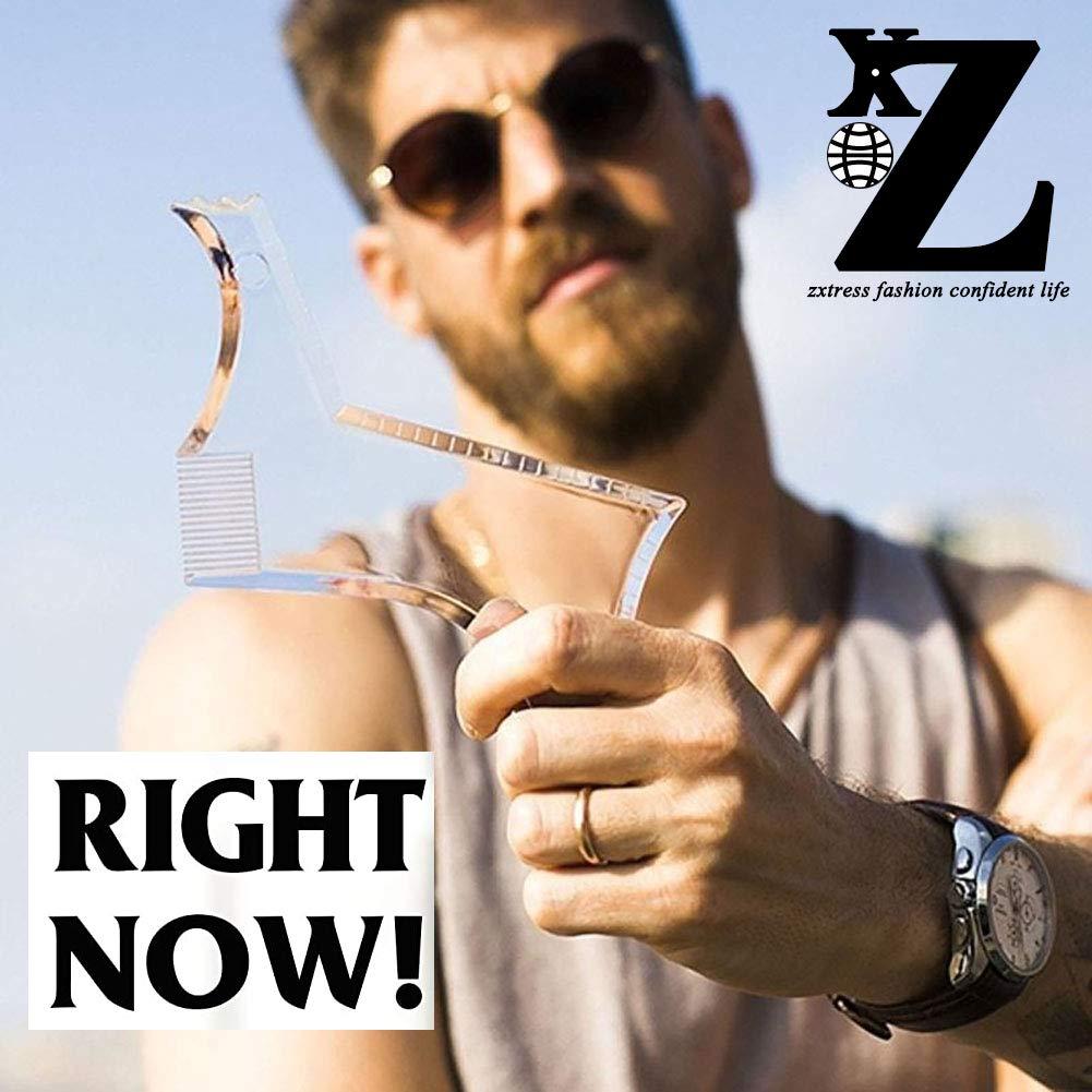 ZXTRESS Beard Shaping Styling and haircut tools for men - Perfect for Hairline Line-up, Edging - Stencil/Template for Trimming, Mustache, Goatee, Neckline, Great Gift