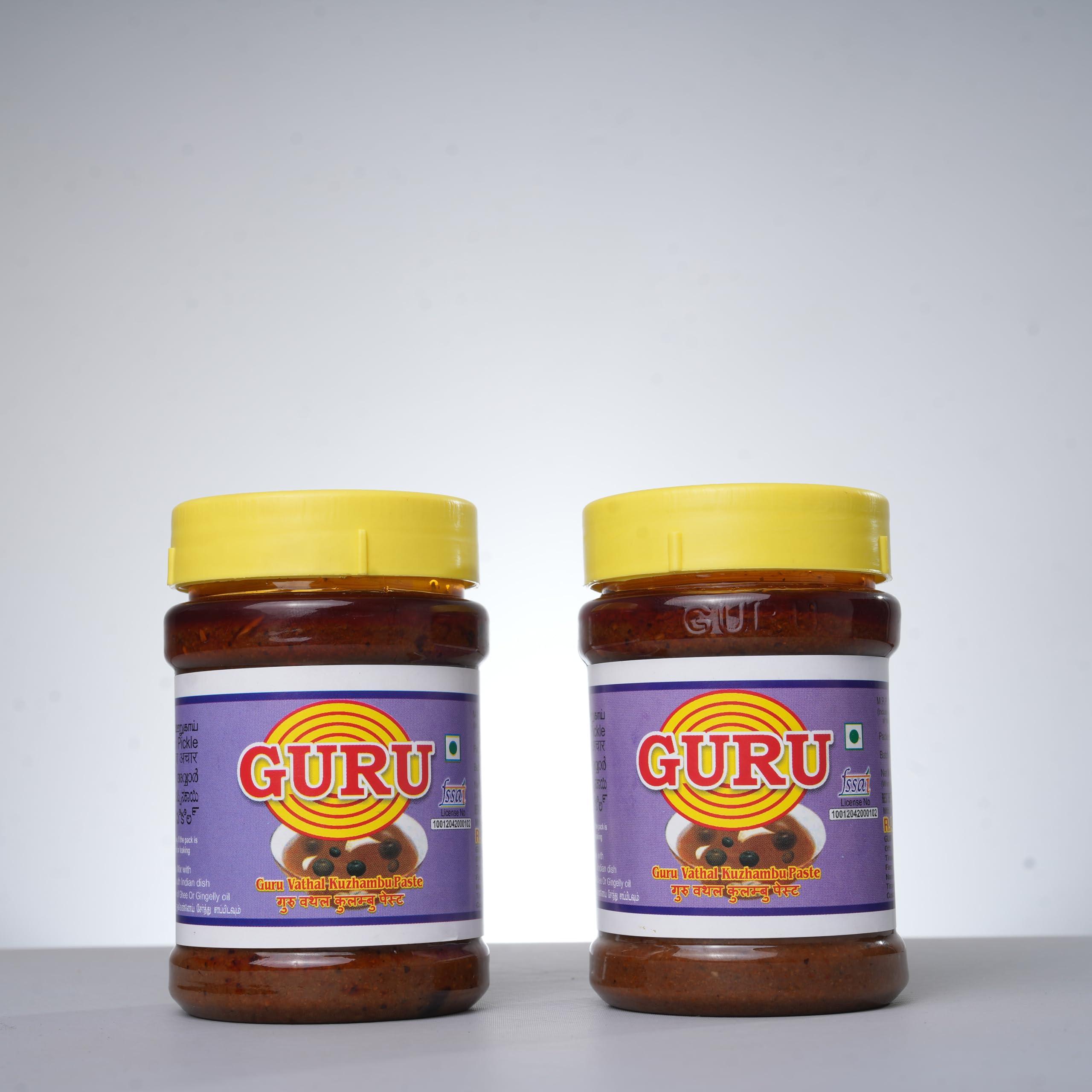 GURU GURU Vathakulambu Paste | Combo Vathal Kuzhambu Rice Paste |100% Natural|No Artificial Color 300gm, (Pack of 2)