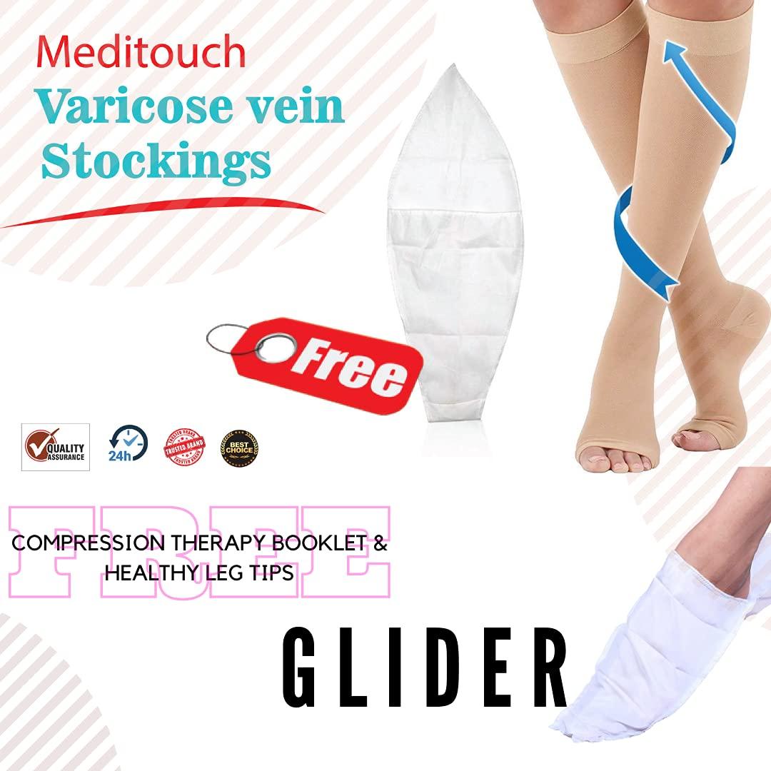Meditouch MediTouch™ Varicose veins Stockings for Women Men- Optimum Compression Stocks Improve Circulation Recommended by Dr. for Pain relief -Open Toe- Pair (THIGH LENGTH, Small)