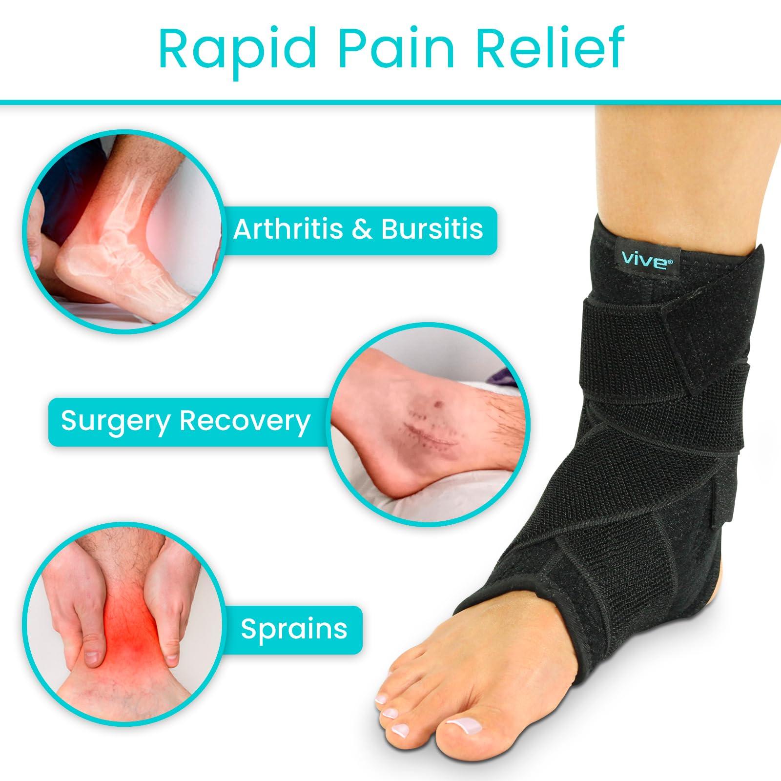 VIVE Sprained Ankle Brace by Vive - Ankle Support Secured with Extra-Strength Velcro One Size Fits Most - Best Ankle Wrap for Exercise Running Pain Relief and Injury Recovery - Vive Guarantee