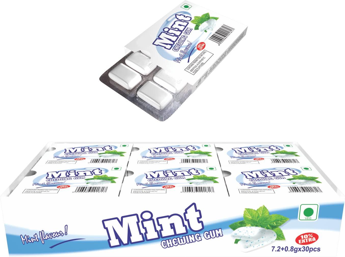 Hugs Hugs Mint Chewing Gum Mint Flavour | Mint Mouth Freshener (30 pcs in a box)
