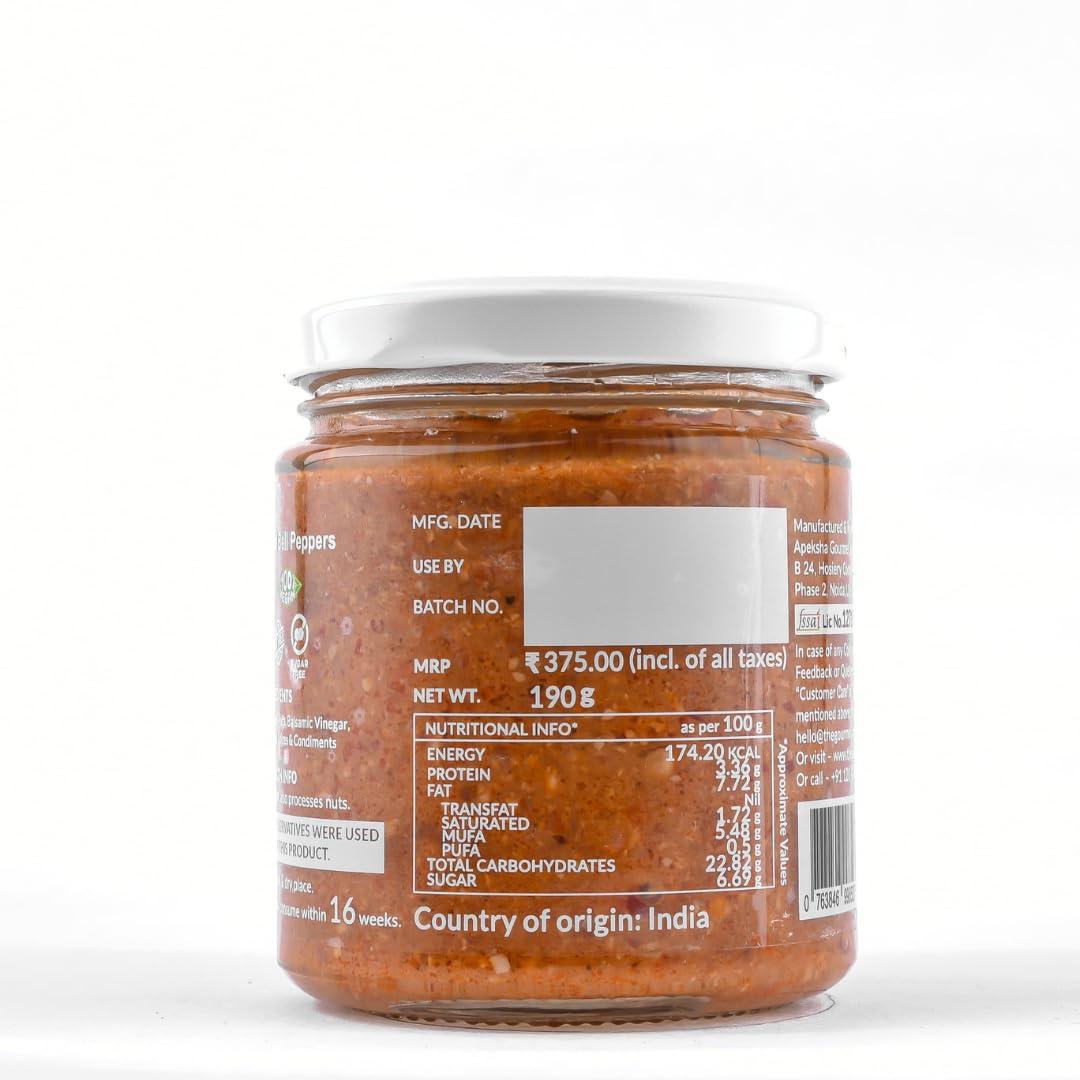 The Gourmet Jar The Gourmet Jar Roasted Red Pepper Pesto 190g| 100% Natural & No Preservatives| Contains 78% Red Bell Peppers| Sandwich Spread| Enjoy it with pasta, as a spread for sandwiches or as a dip for crackers & lavash sticks| Pack of 2