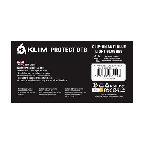 KLIM KLIM Protect OTG Clip-on Glasses to Block Blue Light - NEW 2023 - High Protection Blue Blocker Glasses for Screen - Gaming Glasses PC Mobile TV - Filters Blue Lights