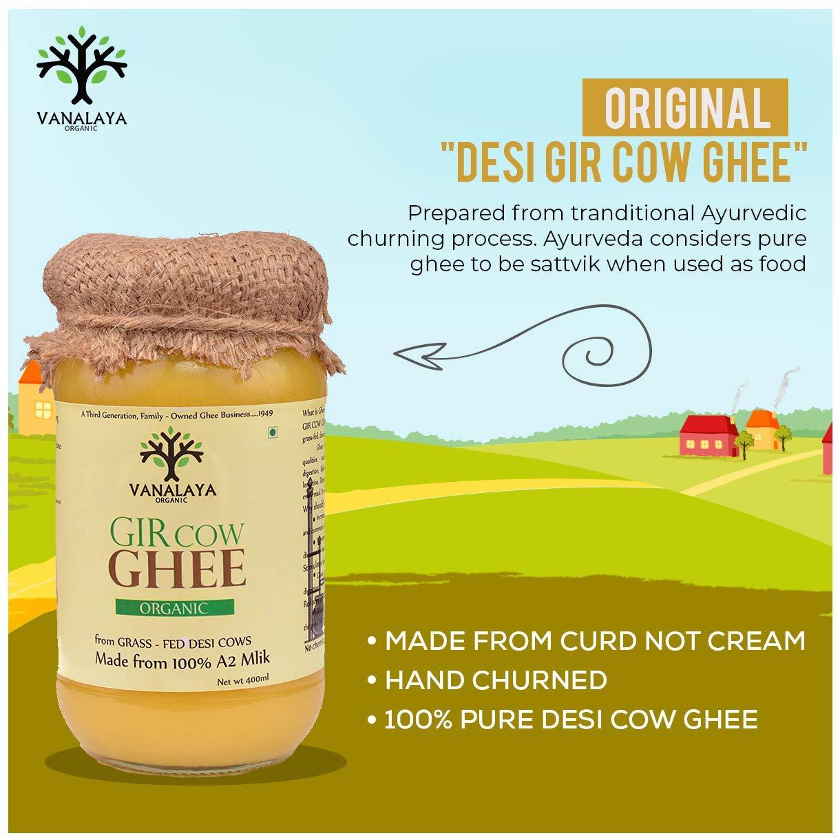 VANALAYA Vanalaya Organic A2 Desi Gir Cow ghee from A2 Milk Prepared by Traditional Bilona Method -200ml