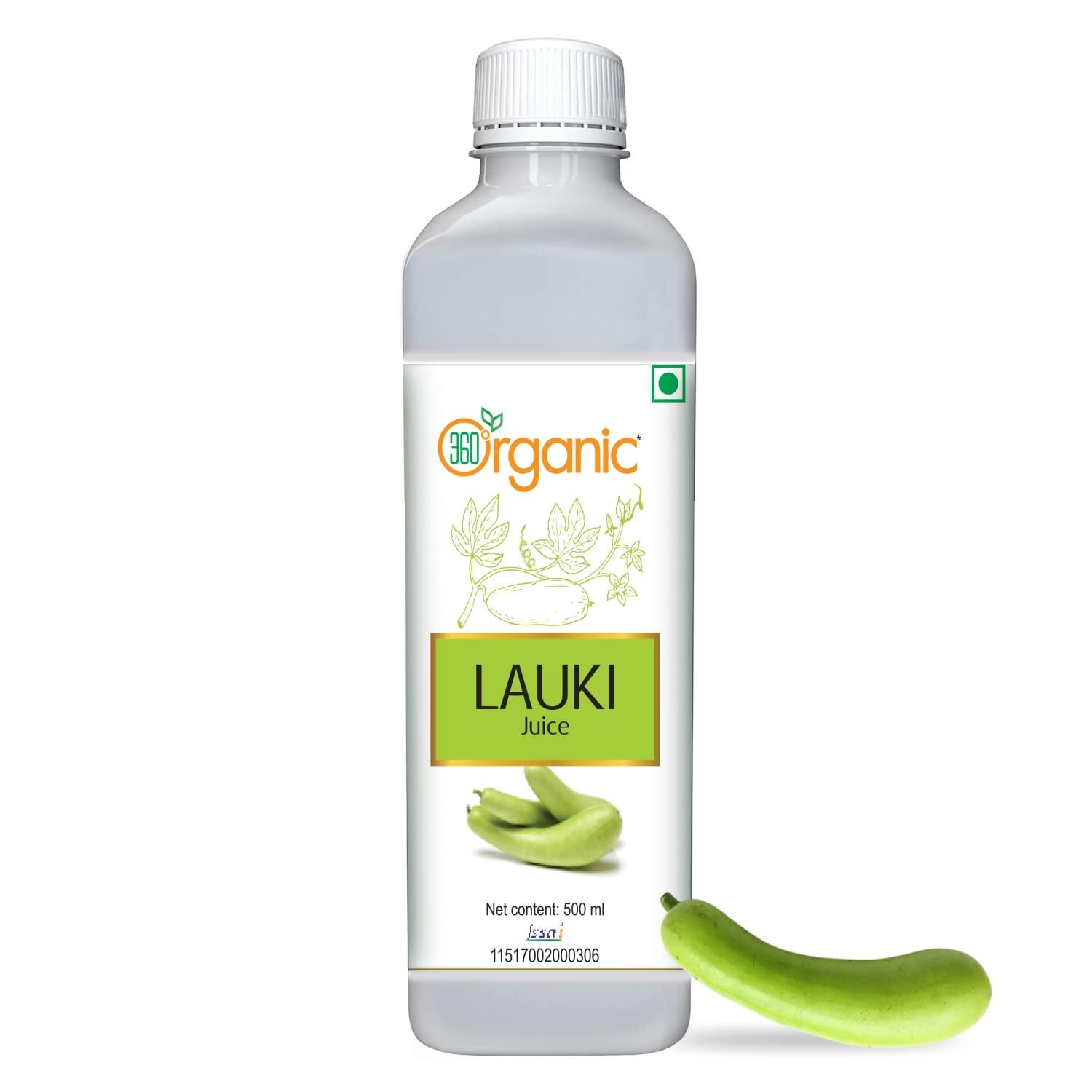 360 DEGREEORGANIC 360 Degree Organic Lauki Juice (Bottle Gourd Juice) for Help Detoxify the Liver, Cleanse the Digestive System, and Purify Blood- 500 ml