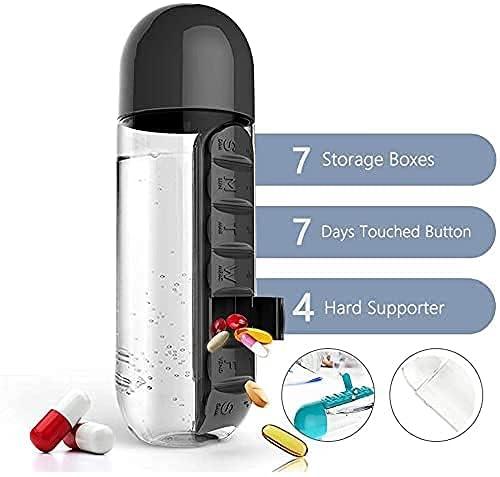 PARVY PARVY Water Bottle With Tablets Storage, Tablet Water Bottle, Pill Box Organizer with Water Bottle, Medicine Storage Box and Water Bottle Combination for Outdoor, Gym, Travel(1 Pcs/Multicolor)