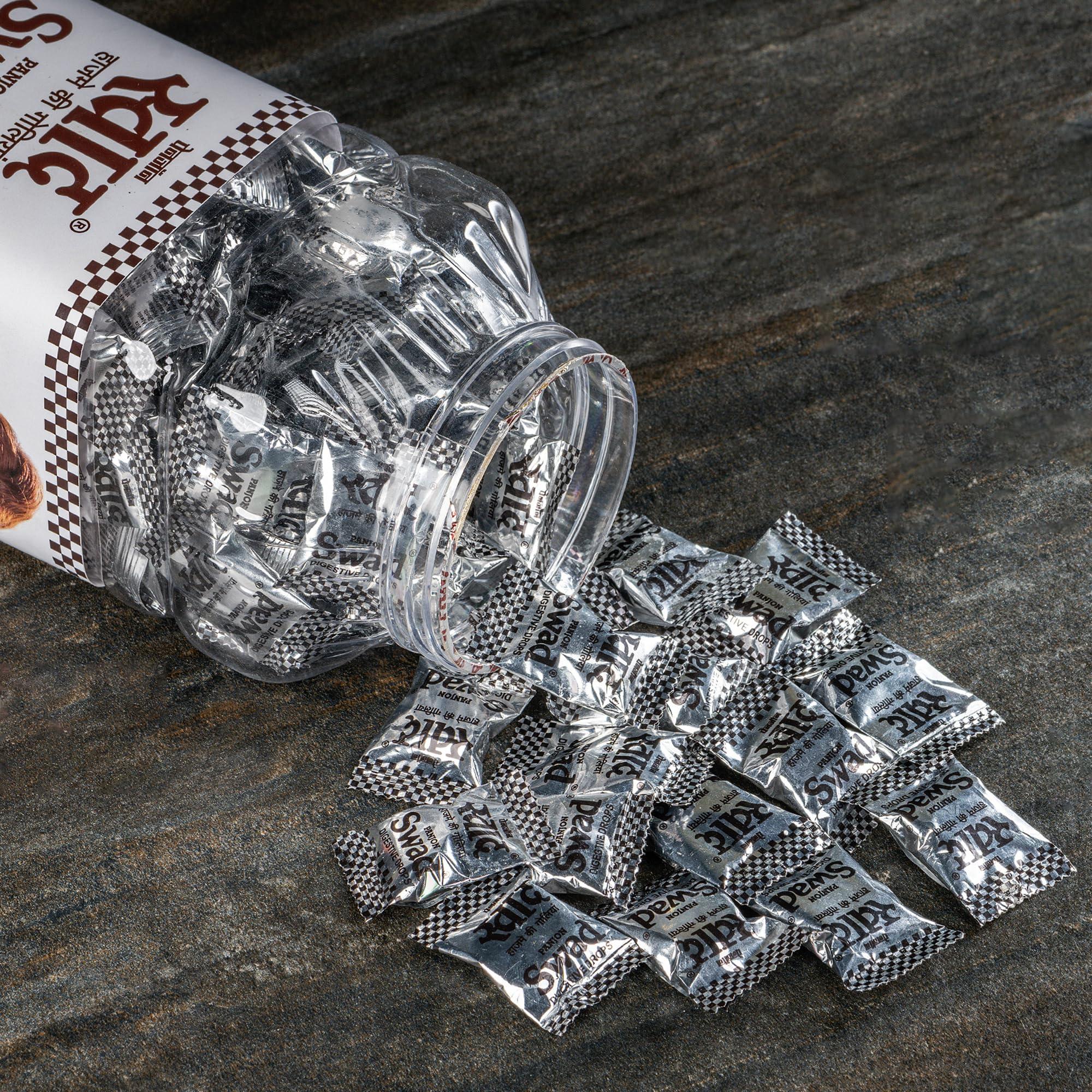 Swad Swad Candy Jar (Digestive & Tangy Indian Masala Flavour Sweet Toffee) Vegan & Gluten Free, 150 Candies Jar