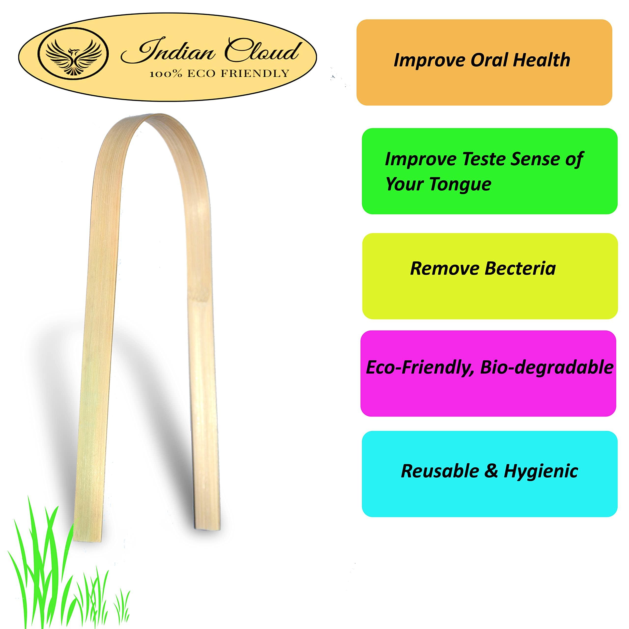 Indian Cloud INDIAN CLOUD Bamboo Tongue Cleaner for man and woman Natural, Eco-friendly, Compostable, Plant Based Organic Bamboo Tongue Scraper for Adults (Pack of 1)