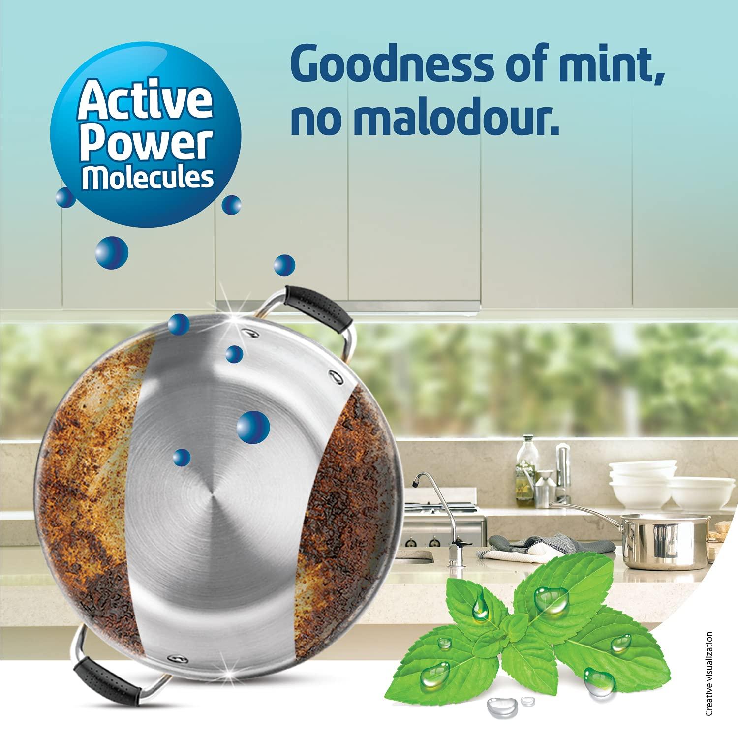 Pril Pril Kraft Mint Liquid Dishwash Gel - 425ml - Malodour Removal Specialist | Insta Clean | Suitable for cleaning Non-Veg Cooked Utensils or Strong Smelling Food was served | Zero White Residue